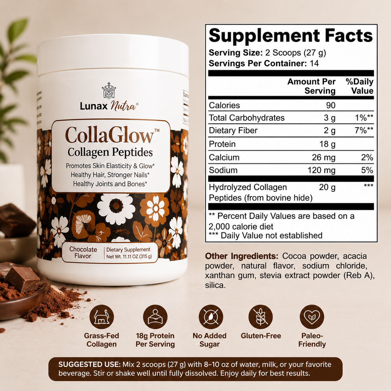 CollaGlow™ Chocolate Collagen Peptides